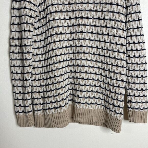Talbots Textured Stripe Knit Mockneck Sweater Oyster Multi ladies medium - Picture 4 of 10